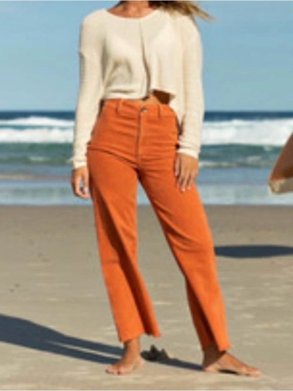 Billabong free fall Wide-Leg corduroy Pants in Burnt Orange rust